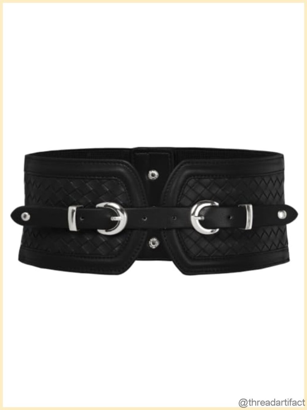 Wide Elastic Corset Belt Waspie Waist Belt PU Leather Metal Buckle